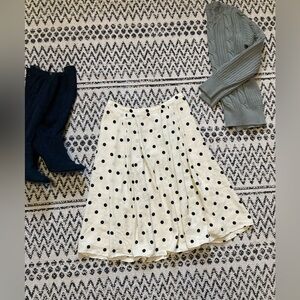 The Limited Black and White Polka Dot A-Line Skirt